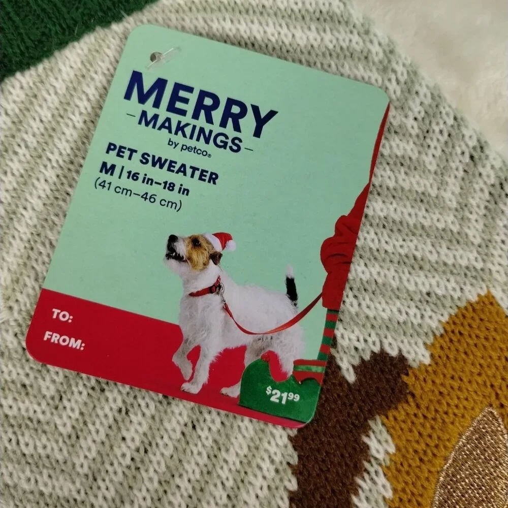 Merry Makings Festive Holiday Reindeer Sweater for Dogs Medium